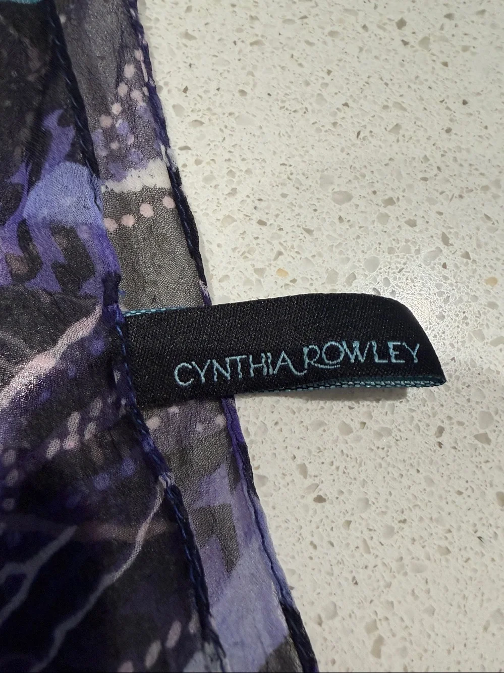 Cynthia Rowley Purple Paisley Sheer Scarf with Pink & Blue Accents